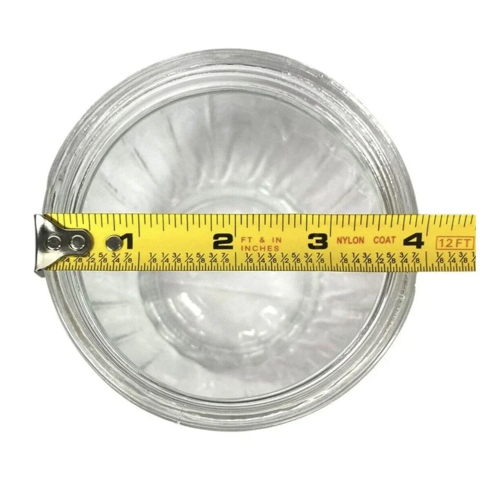 Ribbed Clear Glass Kitchen Canister Jar Bronze Tone Metal Lid 8” Pantry Storage